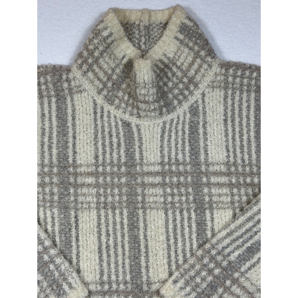 Sundance Plaid Turtleneck Sweater Women Size S Merino Wool Blend Cozy Warm - Picture 2 of 7